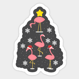 Funny Flamingo Christmas Tree Sticker